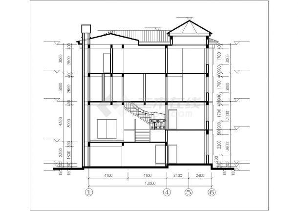 玉溪市某村镇3层框架结构私人别墅建筑设计cad图纸(含半地下室)